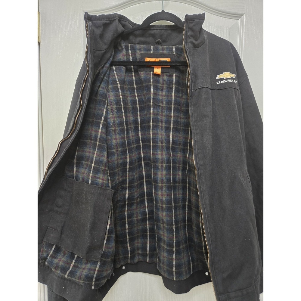 Cornerstone Black Canvas Jacket XL Blanket Flannel Lined CHEVROLET branded